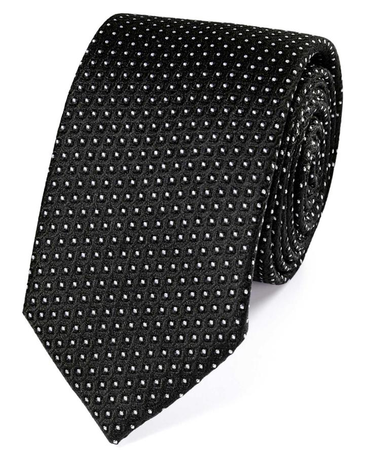 Charles Tyrwhitt Slim Black And White Silk Neat Pattern Classic Tie By Charles Tyrwhitt