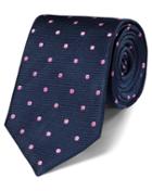 Charles Tyrwhitt Navy And Pink Silk Classic Spot Tie By Charles Tyrwhitt