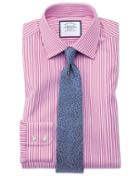 Charles Tyrwhitt Slim Fit Bengal Stripe Pink Cotton Dress Shirt Single Cuff Size 14.5/33 By Charles Tyrwhitt