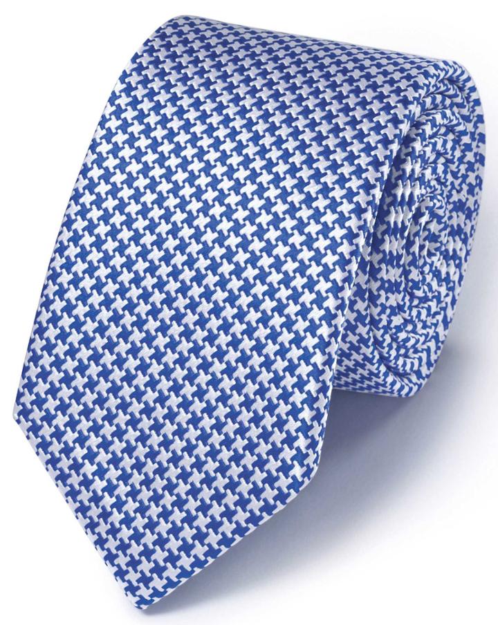 Charles Tyrwhitt Slim Blue Silk Classic Puppytooth Tie By Charles Tyrwhitt