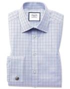  Slim Fit Purple Multi Check Egyptian Cotton Dress Shirt Single Cuff Size 14.5/32 By Charles Tyrwhitt