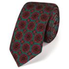Charles Tyrwhitt Charles Tyrwhitt Luxury Slim Grey And Red Medallion Printed Wool Tie