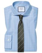  Super Slim Fit Cutaway Collar Non-iron Prince Of Wales Check Sky Blue Cotton Dress Shirt French Cuff Size 14/33 By Charles Tyrwhitt