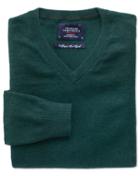 Charles Tyrwhitt Charles Tyrwhitt Mid Green Cotton Cashmere V-neck Cotton/cashmere Sweater Size Xs