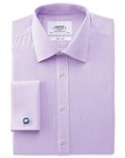 Charles Tyrwhitt Charles Tyrwhitt Classic Fit Non-iron Puppytooth Lilac Cotton Dress Shirt Size 15/33