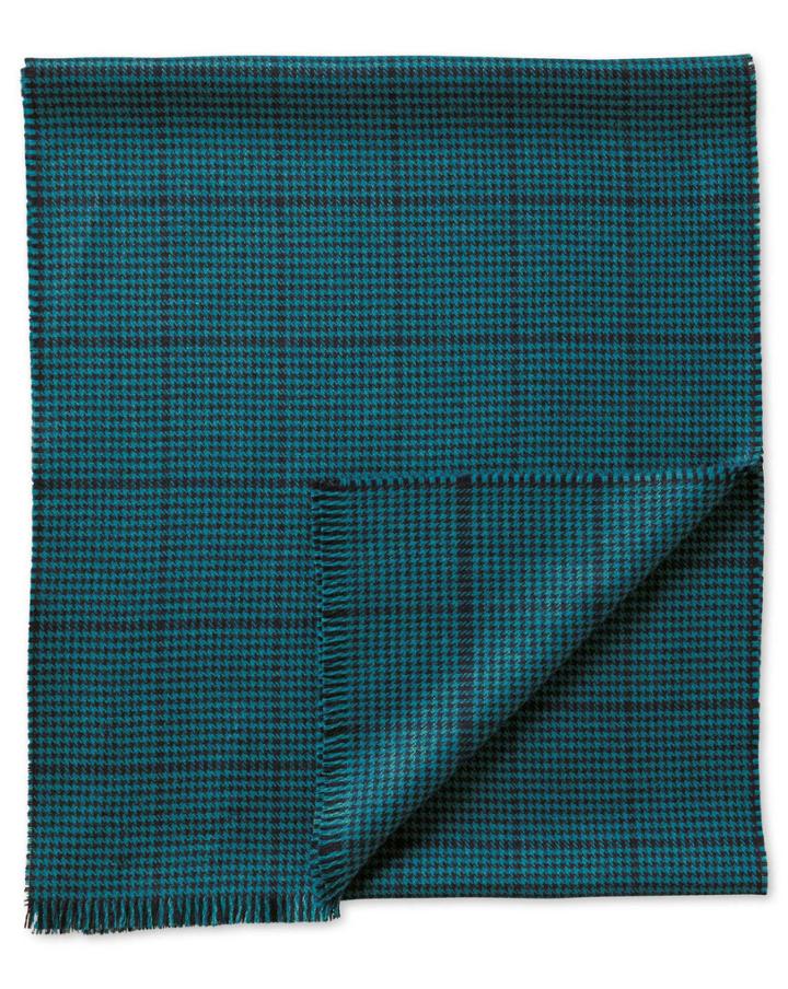  Teal Dogstooth Merino Scarf By Charles Tyrwhitt