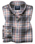  Slim Fit Grey And Pink Check Cotton Linen Twill Casual Shirt Single Cuff Size Xl By Charles Tyrwhitt