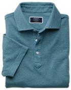 Charles Tyrwhitt Teal And White Birdseye Cotton Polo Size Large By Charles Tyrwhitt