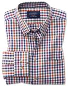 Charles Tyrwhitt Classic Fit Button-down Non-iron Poplin Berry Multi Gingham Cotton Casual Shirt Single Cuff Size Medium By Charles Tyrwhitt