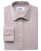 Charles Tyrwhitt Charles Tyrwhitt Slim Fit Country Check Purple And Orange Cotton Dress Shirt Size 14.5/32