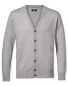  Silver Merino Wool Cardigan Size Xxl By Charles Tyrwhitt