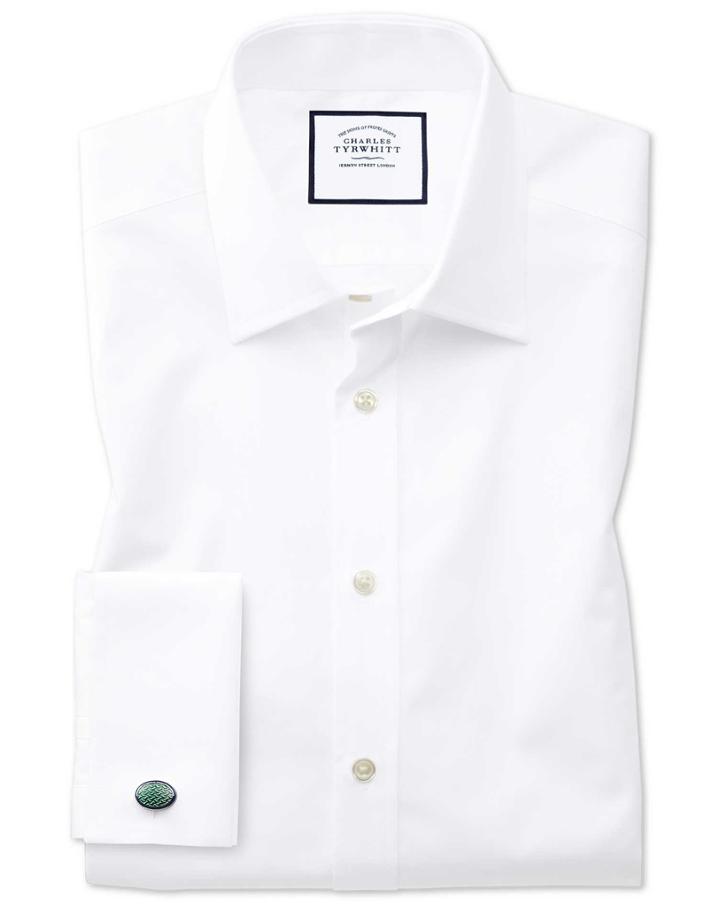 Charles Tyrwhitt Extra Slim Fit Egyptian Cotton Poplin White Dress Shirt French Cuff Size 14.5/32 By Charles Tyrwhitt