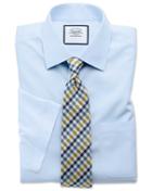 Charles Tyrwhitt Classic Fit Non-iron Poplin Short Sleeve Sky Blue Cotton Dress Shirt Size 15/short By Charles Tyrwhitt
