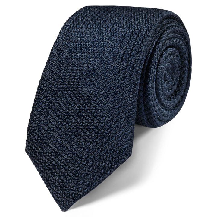 Charles Tyrwhitt Charles Tyrwhitt Luxury Slim Plain Navy Grenadine Tie