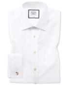  Slim Fit Non-iron White Royal Panama Cotton Dress Shirt Single Cuff Size 15.5/32 By Charles Tyrwhitt