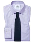  Extra Slim Fit Small Gingham Lilac Cotton Dress Shirt Single Cuff Size 14.5/32 By Charles Tyrwhitt