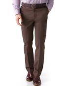 Charles Tyrwhitt Charles Tyrwhitt Dark Brown Slim Fit Flat Front Non-iron Cotton Chino Pants Size W30 L34