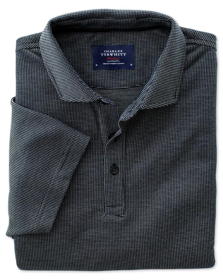 Charles Tyrwhitt Charles Tyrwhitt Classic Fit Navy And White Semi Plain Polo Shirt