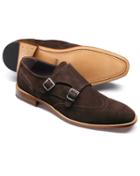 Charles Tyrwhitt Brown Suede Double Buckle Monk Shoe Size 11 By Charles Tyrwhitt