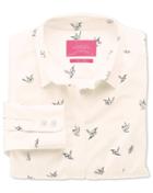 Charles Tyrwhitt Charles Tyrwhitt Women's Semi-fitted Non-iron Light Pink Swallow Print Cotton Shirt Size 6