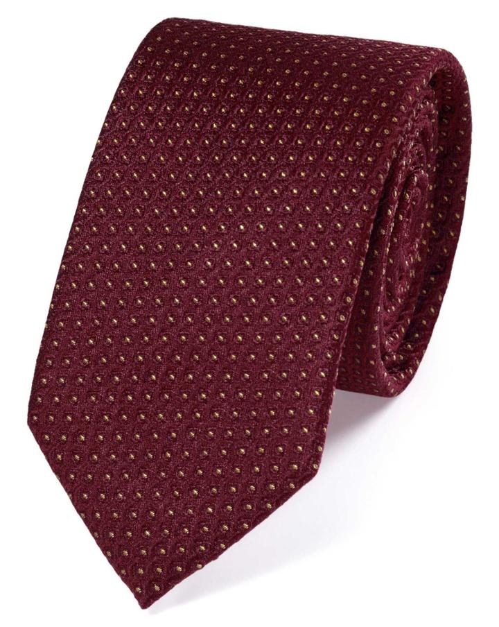 Charles Tyrwhitt Slim Burgundy Silk Neat Pattern Classic Tie By Charles Tyrwhitt
