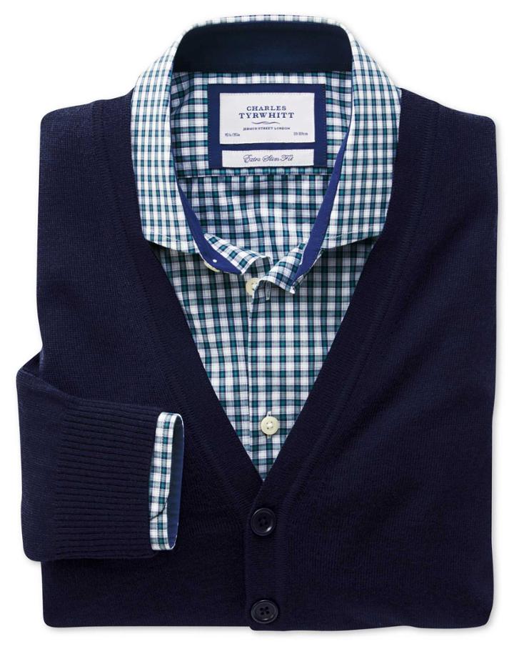 Charles Tyrwhitt Charles Tyrwhitt Navy Merino Wool Cardigan