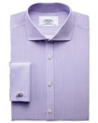 Charles Tyrwhitt Charles Tyrwhitt Extra Slim Fit Spread Collar Non Iron Bengal Stripe Lilac Cotton Dress Shirt Size 14.5/32
