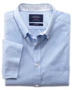 Charles Tyrwhitt Charles Tyrwhitt Slim Fit Sky Blue Short Sleeve Washed Oxford Cotton Dress Shirt Size Large
