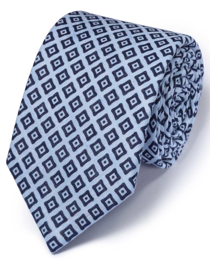 Charles Tyrwhitt Charles Tyrwhitt Sky And Navy Linen Classic Chambray Tie