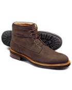 Dark Brown Nubuck Leather Commando Boots Size 12 By Charles Tyrwhitt