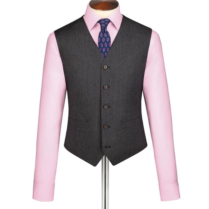 Charles Tyrwhitt Charles Tyrwhitt Grey Herringbone Wool Vest Size 48