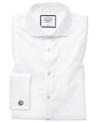 Classic Fit White Non-iron Twill Spread Collar Cotton Dress Shirt Single Cuff Size 15/33 By Charles Tyrwhitt