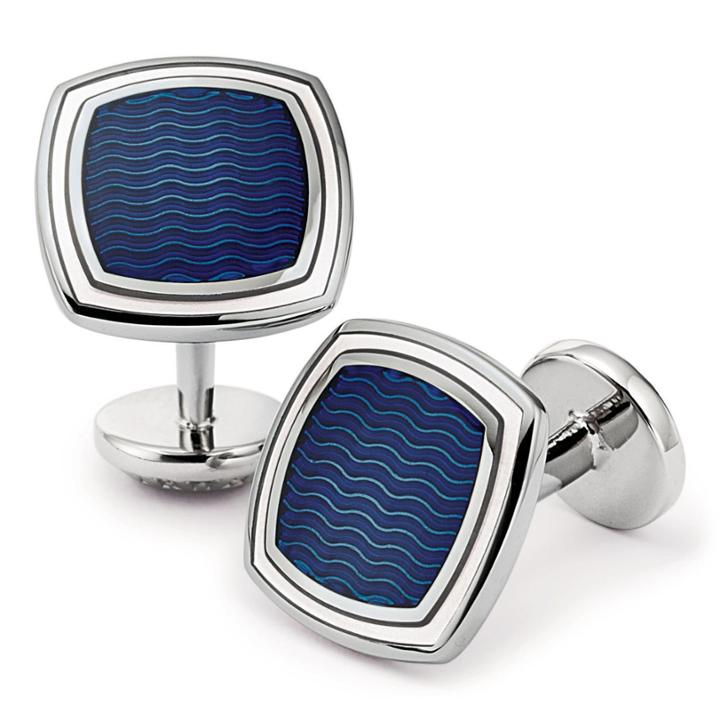 Charles Tyrwhitt Charles Tyrwhitt Enamel Royal Wave Square Cuff Link