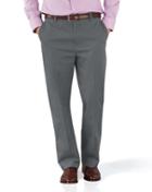  Grey Classic Fit Flat Front Non-iron Cotton Chino Pants Size W32 L30 By Charles Tyrwhitt