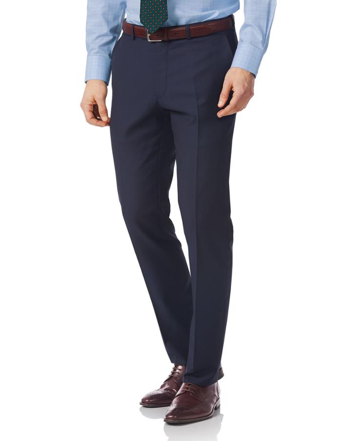  Navy Slim Fit Twill Italian Luxury Suit Trouser Size W30 L38 By Charles Tyrwhitt