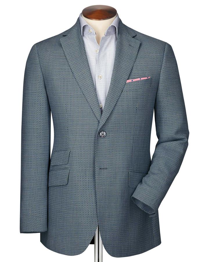Charles Tyrwhitt Charles Tyrwhitt Classic Fit Grey Birdseye Wool Wool Jacket Size 36