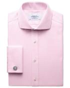 Charles Tyrwhitt Charles Tyrwhitt Extra Slim Fit Spread Collar Non-iron Herringbone Light Pink Cotton Dress Shirt Size 14.5/32