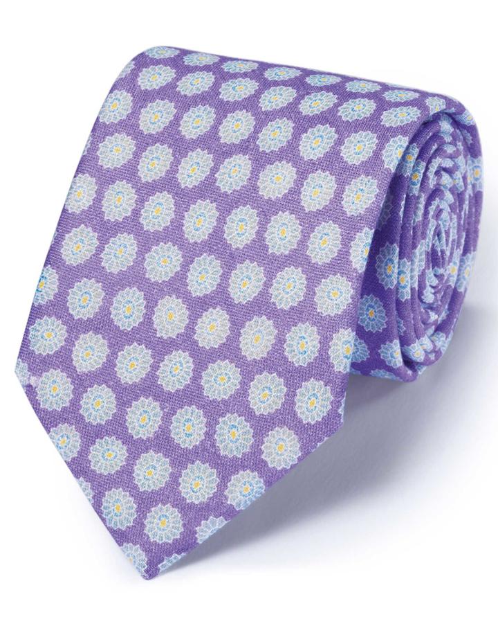 Charles Tyrwhitt Lilac Linen English Luxury Floral Tie By Charles Tyrwhitt