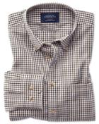 Charles Tyrwhitt Classic Fit Button-down Non-iron Poplin Gold And Blue Gingham Cotton Casual Shirt Single Cuff Size Large By Charles Tyrwhitt