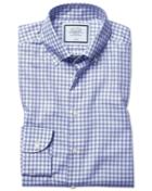  Classic Fit Business Casual Non-iron Royal Blue Check Cotton Tencel Dress Shirt With Tencel&trade; Single Cuff Size 16/35 By Charles Tyrwhitt