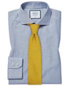  Extra Slim Fit Non-iron Spread Collar Tyrwhitt Cool Poplin Check Blue Cotton Dress Shirt Single Cuff Size 14.5/33 By Charles Tyrwhitt