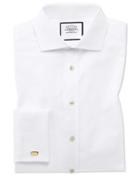  Slim Fit White Egyptian Cotton Poplin Spread Collar Dress Shirt Single Cuff Size 16/38 By Charles Tyrwhitt