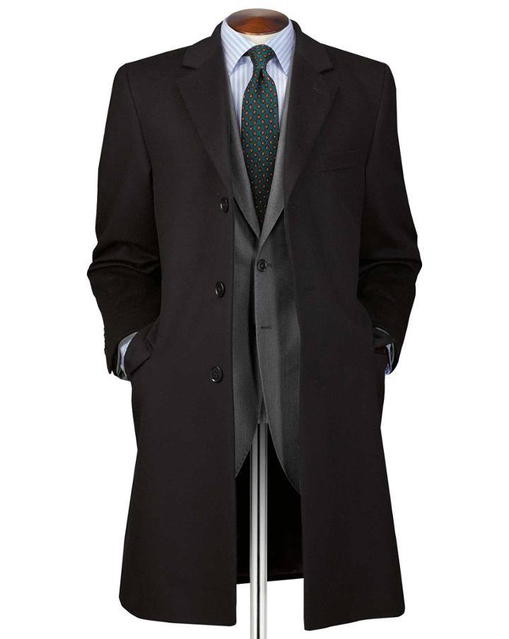  Black Italian Wool And Cashmere Overwool/cashmere Coat Size 36 By Charles Tyrwhitt