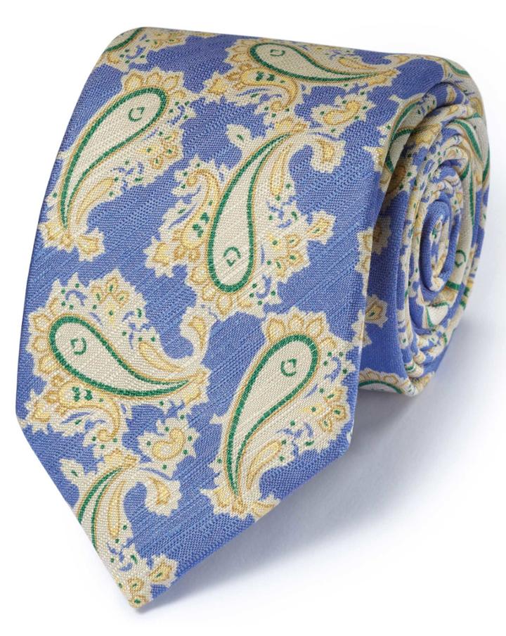 Charles Tyrwhitt Charles Tyrwhitt Blue Cotton Mix Italian Luxury Paisley Tie