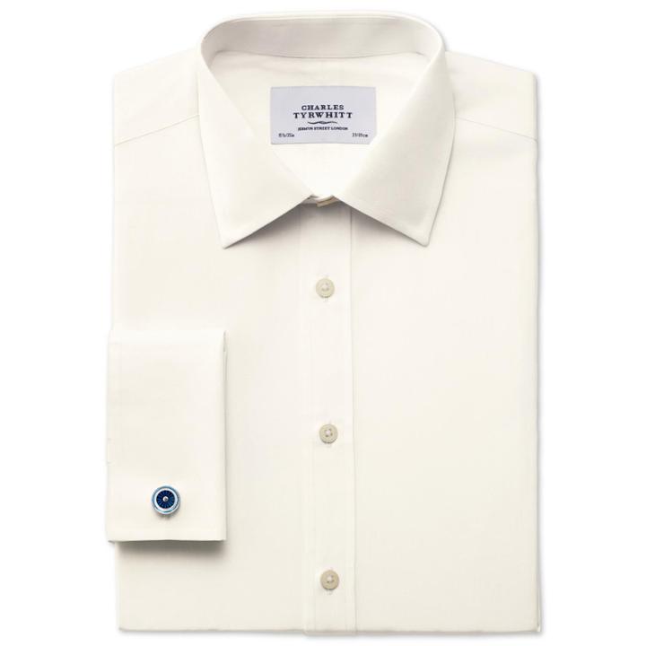 Charles Tyrwhitt Charles Tyrwhitt Cream Silk Road End-on-end Classic Fit Shirt (15 - 33)