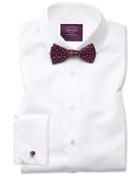  Slim Fit Spread Collar Non-iron Luxury Marcella Bib Front White Cotton Dress Shirt French Cuff Size 17.5/34 By Charles Tyrwhitt
