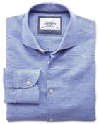Charles Tyrwhitt Charles Tyrwhitt Extra Slim Fit Spread Collar Business Casual Linen Cotton Blue Dress Shirt Size 14.5/32