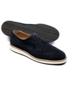  Navy Suede Lightweight Winged Derby Shoe Size 9 By Charles Tyrwhitt