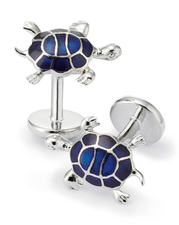 Charles Tyrwhitt Charles Tyrwhitt Navy And Silver Turtle Cufflinks