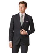  Charcoal Slim Fit Birdseye Travel Suit Wool Jacket Size 38 By Charles Tyrwhitt